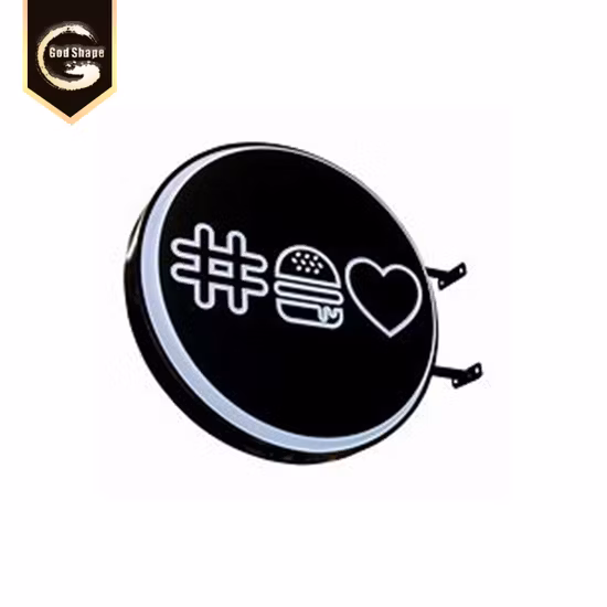 High Quality Outdoor Bar Beer Pizza Restaurant Coffee Shop Logo Brand Advertising Round Light Box Blade Sign