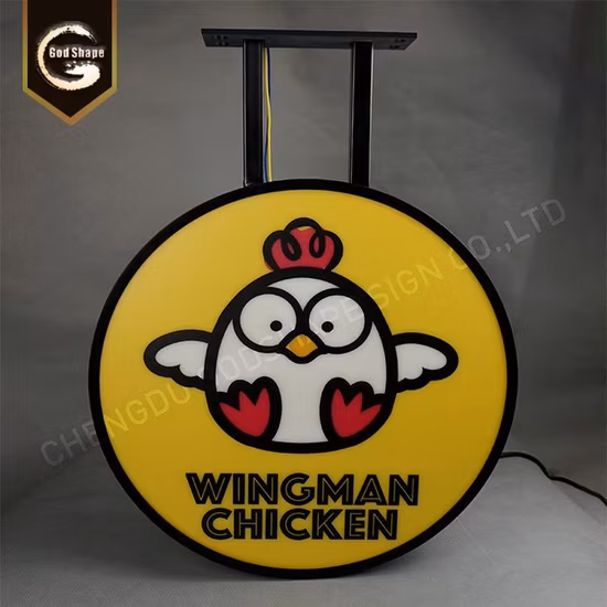 Фабрика прямая наружная реклама круглый круг световой короб для бара пиво пицца ресторан логотип фирменный знак